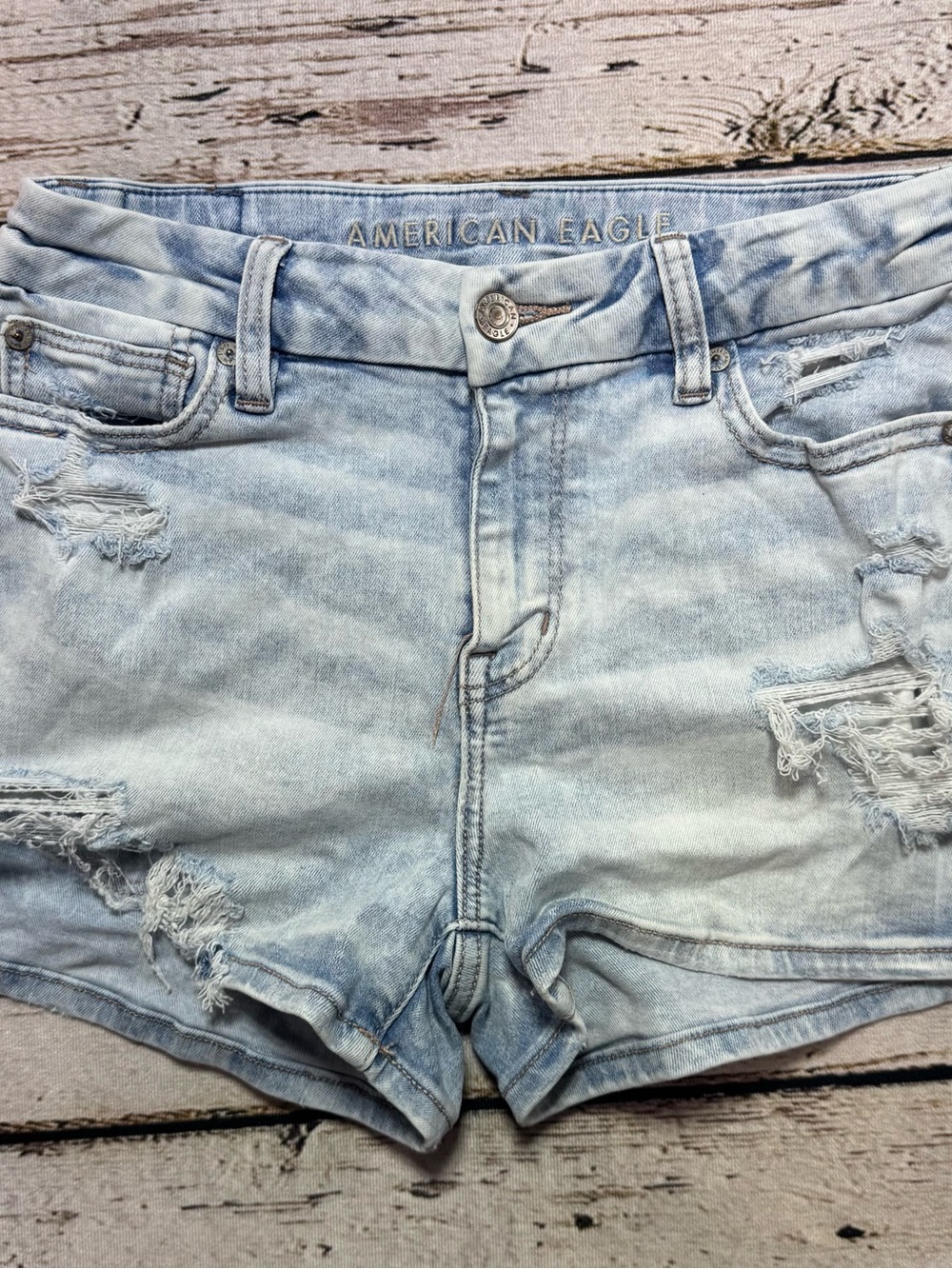 American Eagle Outfitters Pale Blue Distressed‎ Denim Shorts